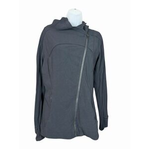 Lululemon Every Journey II Hoodie Black Size 10 Nulu Slim Fit‎ Asymmetrical Zip